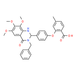 Benzoic acid,4-methyl-2-[4-[1,2,3,4-tetrahydro-6,7,8-trimethoxy-4-oxo-3-(phenylmethyl)-2-quinazolinyl]phenoxy]-结构式