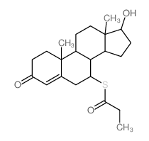 Androst-4-en-3-one,17-hydroxy-7-[(1-oxopropyl)thio]-, (7a,17b)- (9CI)结构式