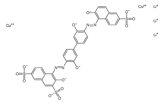 trilithium [mu-[4-[[3,3'-dihydroxy-4'-[(2-hydroxy-6-sulpho-1-naphthyl)azo][1,1'-biphenyl]-4-yl]azo]-3-hydroxynaphthalene-2,7-disulphonato(7-)]]dicuprate(3-) Structure