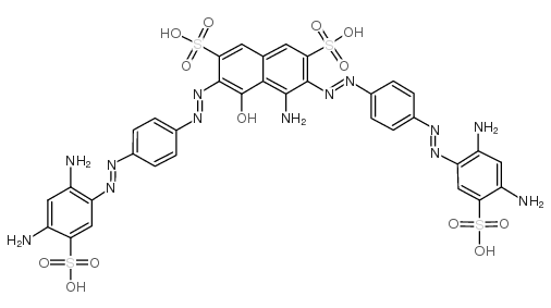 2,7-Naphthalenedisulfonic acid, 4-amino-3,6-bis((4-((2,4-diamino-5-sul fophenyl)azo)phenyl)azo)-5-hydroxy- Structure