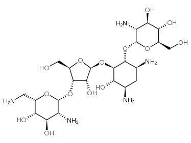 D-Streptamine,O-2,6-diamino-2,6-dideoxy-b-L-idopyranosyl-(1®3)-O-b-D-ribofuranosyl-(1®5)-O-[2-amino-2-deoxy-a-D-glucopyranosyl-(1®4)]-2-deoxy- structure