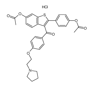 [6-acetoxy-2-(4-acetoxyphenyl)benzo[b]thien-3-yl][4-[2-(1-pyrrolidinyl)ethoxy]phenyl]methanone hydrochloride结构式