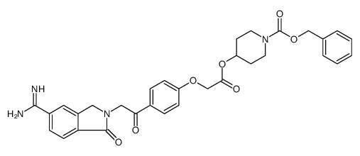 1-Piperidinecarboxylic acid, 4-[[2-[4-[2-[5-(aminoiminomethyl)-1,3-dihydro-1-oxo-2H-isoindol-2-yl]acetyl]phenoxy]acetyl]oxy]-, phenylmethyl ester结构式