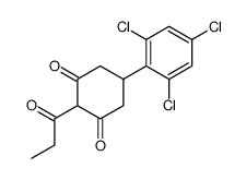 2-propanoyl-5-(2,4,6-trichlorophenyl)cyclohexane-1,3-dione结构式
