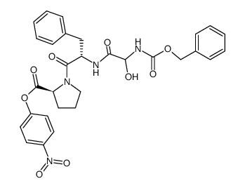 Benzyloxycarbonyl-R,S-hydroxyglycyl-S-phenylalanyl-S-prolin-p-nitrophenylester结构式