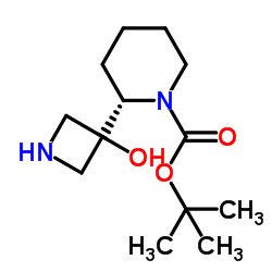 2-Methyl-2-propanyl (2S)-2-(3-hydroxy-3-azetidinyl)-1-piperidinecarboxylate结构式