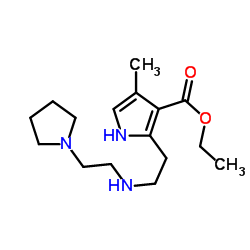 Ethyl 4-methyl-2-(2-{[2-(1-pyrrolidinyl)ethyl]amino}ethyl)-1H-pyrrole-3-carboxylate结构式