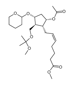 methyl (Z)-7-((1R,2S,3R,5S)-5-acetoxy-2-(((2-methoxypropan-2-yl)oxy)methyl)-3-((tetrahydro-2H-pyran-2-yl)oxy)cyclopentyl)hept-5-enoate Structure