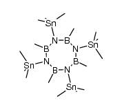 octahydro-2,4,6,8-tetramethyl-1,3,5,7-tetrakis(trimethylstannyl)-1,3,5,7,2,4,6,8-tetrazatetraborocine结构式