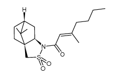 (E)-1-((3aS,6R,7aR)-8,8-dimethyl-2,2-dioxidohexahydro-1H-3a,6-methanobenzo[c]isothiazol-1-yl)-3-methylhept-2-en-1-one Structure