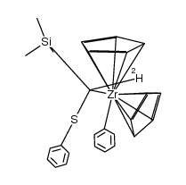 bis(η5-cyclopentadienyl)zirconium{C(2)H(thiophenyl)(trimethylsilyl)}结构式