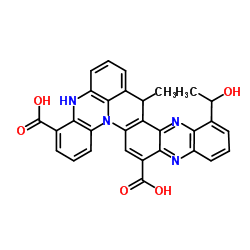 4-(1-Hydroxyethyl)-6-methyl-6H,10H-quinoxalino[1',2',3':1,8]quinolino[3,2-a]phenazine-11,17-dicarboxylic acid Structure