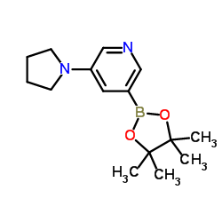 3-(pyrrolidin-1-yl)-5-(4,4,5,5-tetramethyl-1,3,2-dioxaborolan-2-yl)pyridine Structure