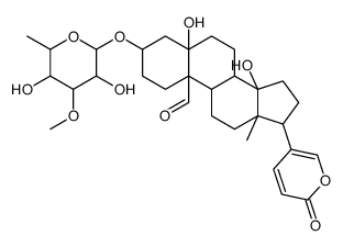 3-(3,5-dihydroxy-4-methoxy-6-methyloxan-2-yl)oxy-5,14-dihydroxy-13-methyl-17-(6-oxopyran-3-yl)-2,3,4,6,7,8,9,11,12,15,16,17-dodecahydro-1H-cyclopenta[a]phenanthrene-10-carbaldehyde结构式