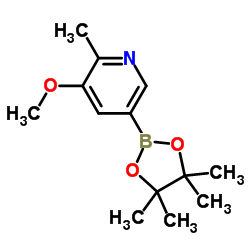 3-Methoxy-2-methyl-5-(4,4,5,5-tetramethyl-1,3,2-dioxaborolan-2-yl)pyridine结构式