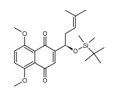 (R)-2-(1-[(1,1-Dimethylethyl)dimethylsilyloxy]-4-methyl-3-pentenyl)-5,8-dimethoxynaphtho-1,4-quinone结构式