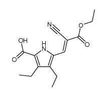 (E)-5-(2-cyano-3-ethoxy-3-oxoprop-1-en-1-yl)-3,4-diethyl-1H-pyrrole-2-carboxylic acid结构式