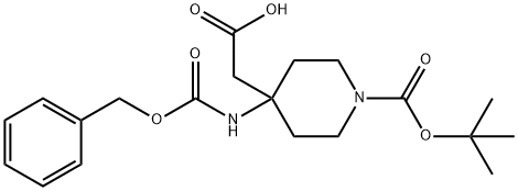 2-(1-boc-4-(cbz-amino)-piperidin-4-yl)acetic acid Structure