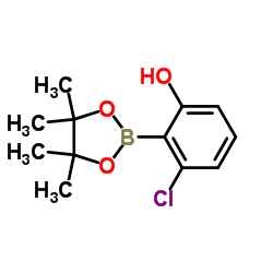 3-氯-2-(4, 4, 5, 5-四甲基-1, 3, 2-二氧硼杂环戊烷-2-基)苯酚结构式