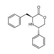 (3S,5S)-3-benzyl-5-phenyl-3,4,5,6-tetrahydro-1,4-oxazin-2-one结构式