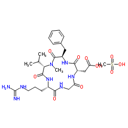 Cyclo(L-arginylglycyl-L-α-aspartyl-D-phenylalanyl-N-methyl-L-valyl) methanesulfonate (1:1)结构式