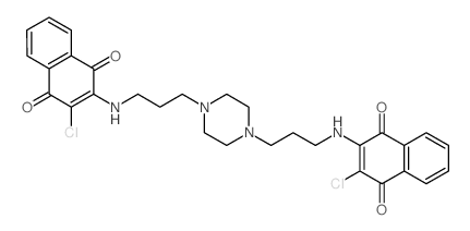 2-chloro-3-[3-[4-[3-[(3-chloro-1,4-dioxo-naphthalen-2-yl)amino]propyl]piperazin-1-yl]propylamino]naphthalene-1,4-dione结构式