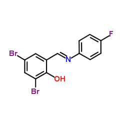 2,4-dibromo-6-{[(4-fluorophenyl)imino]methyl}phenol Structure