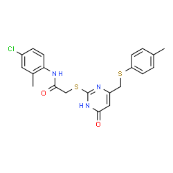 N-(4-chloro-2-methylphenyl)-2-[(4-{[(4-methylphenyl)sulfanyl]methyl}-6-oxo-1,6-dihydro-2-pyrimidinyl)sulfanyl]acetamide结构式