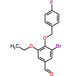 3-Bromo-5-ethoxy-4-[(4-fluorobenzyl)oxy]benzaldehyde Structure