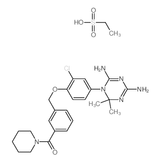 [3-[[2-chloro-4-(4,6-diamino-2,2-dimethyl-1,3,5-triazin-1-yl)phenoxy]methyl]phenyl]-(1-piperidyl)methanone; ethanesulfonic acid Structure