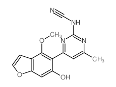[[(4E)-4-(4-methoxy-6-oxo-benzofuran-5-ylidene)-6-methyl-1H-pyrimidin-2-yl]amino]formonitrile structure