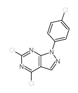 3,5-dichloro-9-(4-chlorophenyl)-2,4,8,9-tetrazabicyclo[4.3.0]nona-2,4,7,10-tetraene结构式