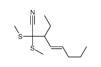 3-ethyl-2,2-bis(methylsulfanyl)oct-4-enenitrile结构式