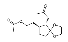 Acetic acid 2-[(6S,7S)-6-(2-oxo-propyl)-1,4-dioxa-spiro[4.4]non-7-yl]-ethyl ester结构式