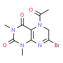2,4(1H,3H)-Pteridinedione,5-acetyl-7-bromo-5,6-dihydro-1,3-dimethyl-结构式