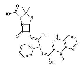 (2S,5R)-3,3-dimethyl-7-oxo-6-[[(2R)-2-[(4-oxo-1H-1,5-naphthyridine-3-carbonyl)amino]-2-phenylacetyl]amino]-4-thia-1-azabicyclo[3.2.0]heptane-2-carboxylic acid Structure