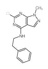 1H-Pyrazolo[3,4-d]pyrimidin-4-amine,6-chloro-1-methyl-N-(2-phenylethyl)- structure