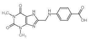Benzoic acid,4-[[(2,3,6,9-tetrahydro-1,3-dimethyl-2,6-dioxo-1H-purin-8-yl)methyl]amino]- Structure
