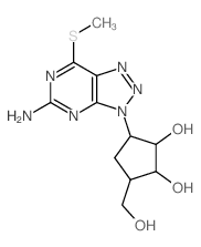 (1R,2S,3R,5R)-3-(3-amino-5-methylsulfanyl-2,4,7,8,9-pentazabicyclo[4.3.0]nona-2,4,7,10-tetraen-9-yl)-5-(hydroxymethyl)cyclopentane-1,2-diol结构式