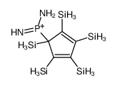 amino-imino-(1,2,3,4,5-pentasilylcyclopenta-2,4-dien-1-yl)phosphanium结构式