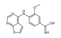 3-methoxy-4-(thieno[2,3-d]pyrimidin-4-ylamino)benzamide结构式
