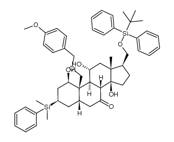 (1R,3R,5R,8R,9S,10S,11R,13R,14S,17S)-17-(((tert-butyldiphenylsilyl)oxy)methyl)-3-(dimethyl(phenyl)silyl)-1,11,14-trihydroxy-10-(((4-methoxybenzyl)oxy)methyl)-13-methylhexadecahydro-7H-cyclopenta[a]phenanthren-7-one Structure