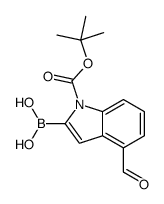 2-硼-4-甲酰基-1H-吲哚-1-羧酸-1-(1,1-二甲基乙基)酯结构式