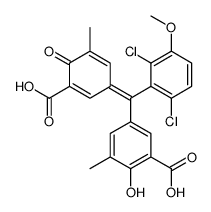 5-[(2,6-Dichloro-3-methoxyphenyl)(3-carboxy-5-methyl-4-oxo-2,5-cyclohexadien-1-ylidene)methyl]-2-hydroxy-3-methylbenzoic acid Structure