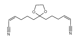 (2Z,2'Z)-6,6'-(1,3-dioxolane-2,2-diyl)bis(hex-2-enenitrile)结构式