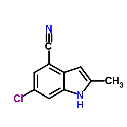 6-Chloro-2-methyl-1H-indole-4-carbonitrile结构式