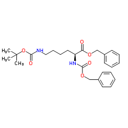 Benzyl N2-[(benzyloxy)carbonyl]-N6-{[(2-methyl-2-propanyl)oxy]carbonyl}-L-lysinate结构式