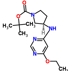 (R)-3-(6-Ethoxy-pyrimidin-4-ylamino)-pyrrolidine-1-carboxylic acid tert-butyl ester Structure