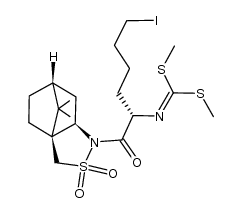 (2R)-N-[[](2S)-2-[[bis(methylthio)methylidene]amino]-6-iodohexan-1-oyl]bornane-10,2-sultam结构式