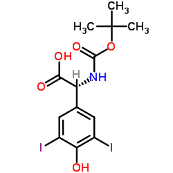 (2R)-(4-Hydroxy-3,5-diiodophenyl)({[(2-methyl-2-propanyl)oxy]carbonyl}amino)acetic acid Structure